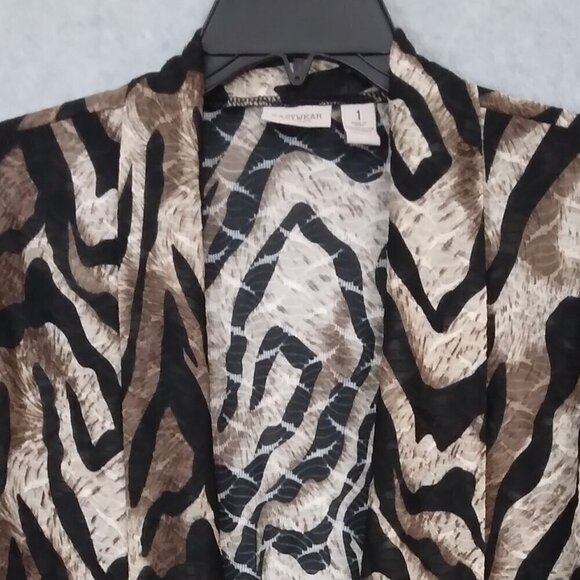 Chico's Easywear | Animal Print Open Front Lightweight Jacket | Size M - Picture 2 of 6